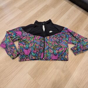 Nike Cropped Running Jacket With Colorful Crossstitch Pattern Size Xxl